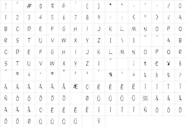 DupuyLight Regular Character Map DupuyLight Regular Character Map