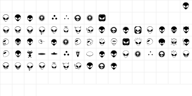 Alienator Regular Character Map