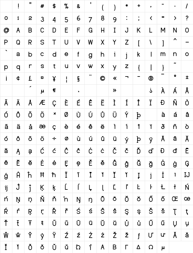 Dustismo Bold Character Map Dustismo Bold Character Map