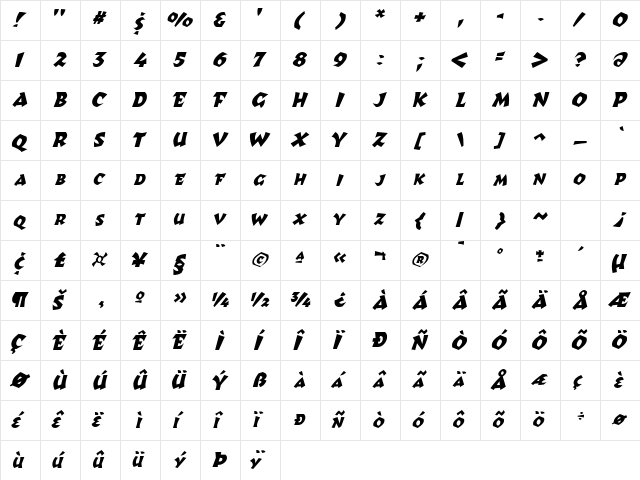 DustupSCapsSSK Italic Character Map DustupSCapsSSK Italic Character Map
