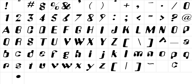 AlienEyeExtended Oblique Character Map