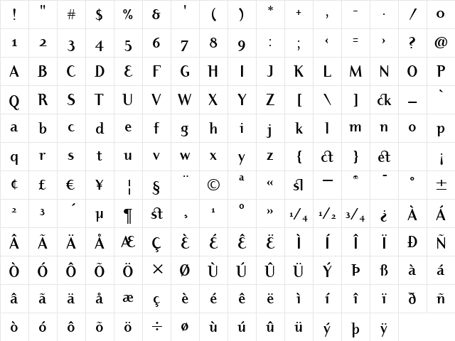 DyadisOSITC TT Bold Character Map DyadisOSITC TT Bold Character Map