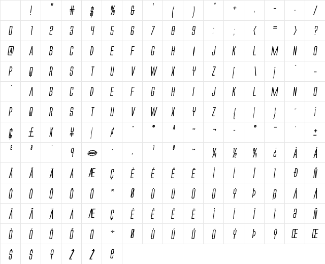 Alien League II Bold Italic Bold Italic Character Map Alien League II Bold Italic Bold Italic Character Map