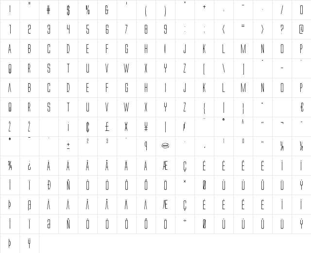 Alien League II Condensed Condensed Character Map Alien League II Condensed Condensed Character Map