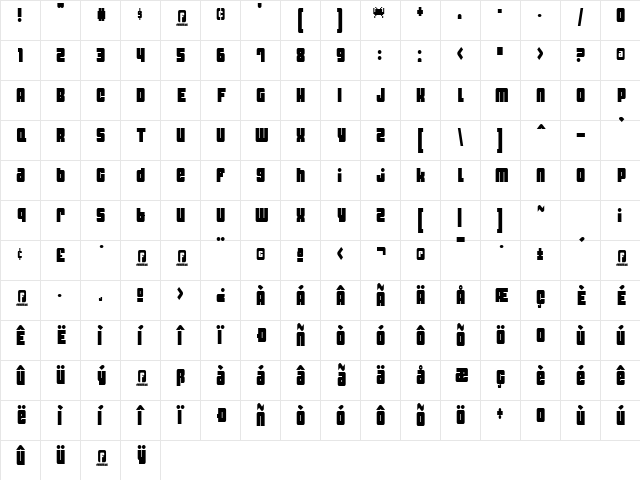Dynomite Thin Character Map Dynomite Thin Character Map