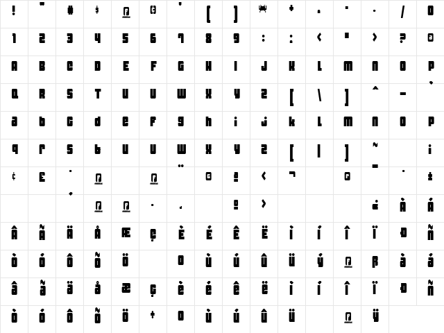 Dynomite Thin Regular Character Map