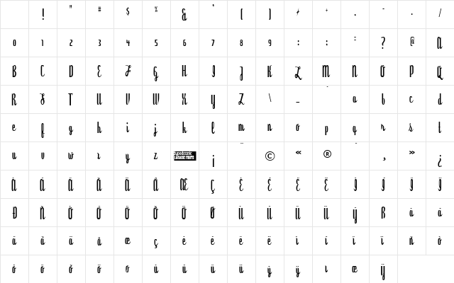 Dyspepsia Regular Character Map Dyspepsia Regular Character Map
