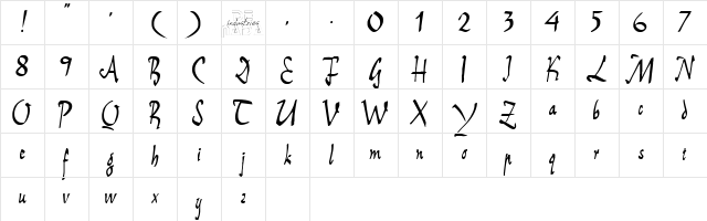 E BrantScript Character Map