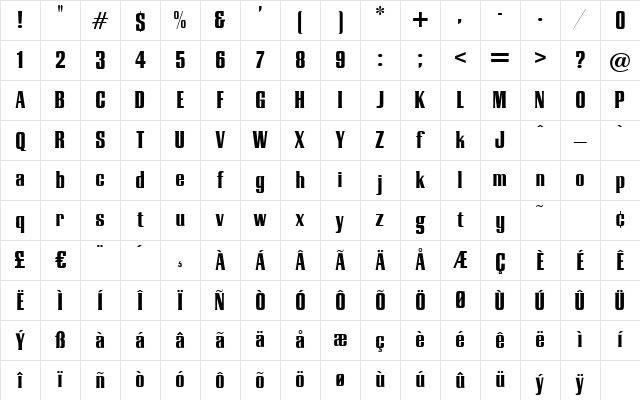 E831-Deco Regular Character Map E831-Deco Regular Character Map