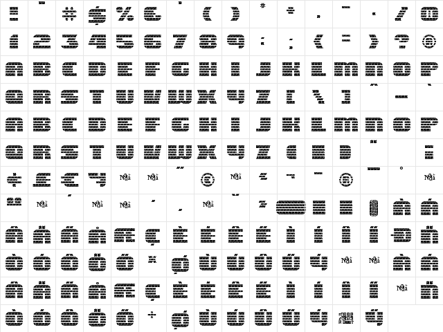 Eagle GT II Regular Character Map