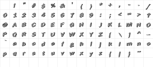Early Tickertape Regular Character Map