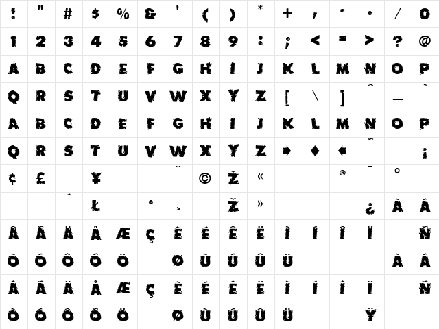 Earthquake Regular Character Map