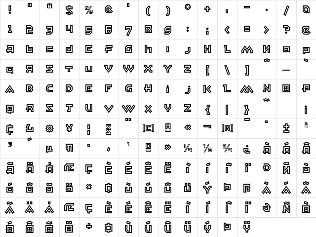 EastBlocICG Regular Character Map
