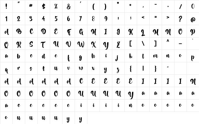 Easter Bold Regular Character Map Easter Bold Regular Character Map