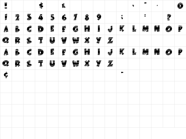NewWGL4Font Regular Character Map
