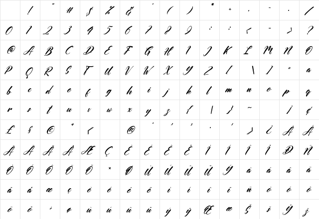 Aligano Regular Character Map Aligano Regular Character Map