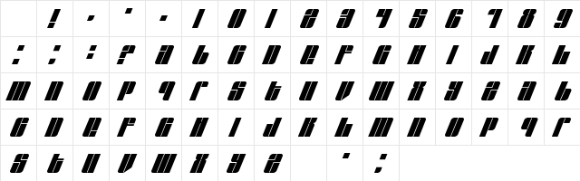 EastLift Regular Character Map EastLift Regular Character Map