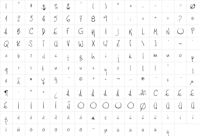 Ebu Regular Character Map Ebu Regular Character Map