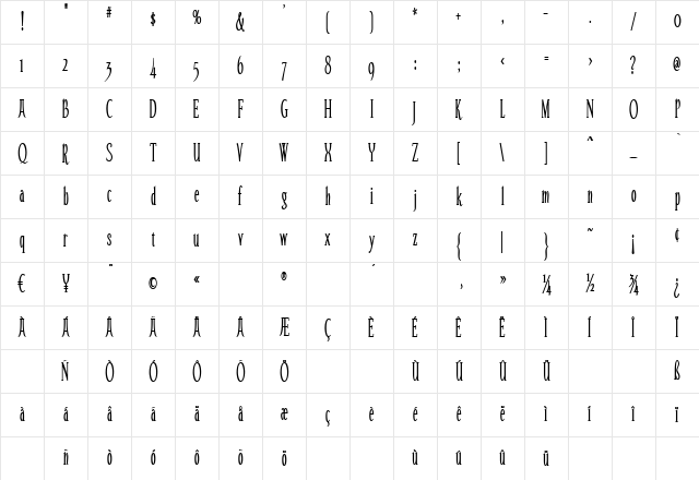 Echelon Condensed Regular Character Map