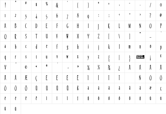 Echelon Condensed Regular Character Map