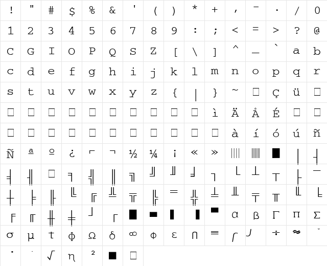 LotusLineDraw Regular Character Map