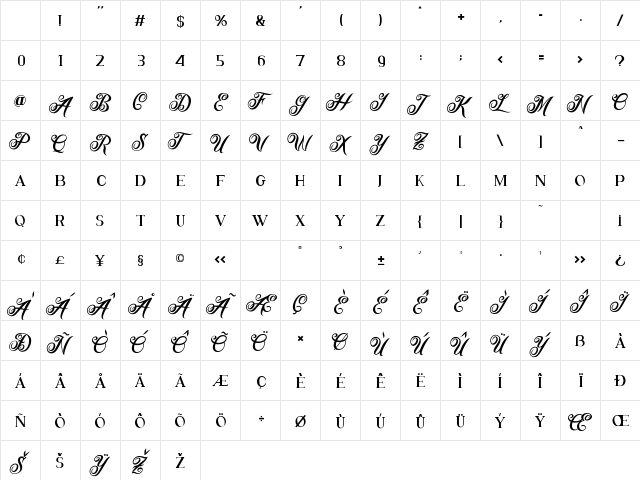 Lotus Heart Regular Character Map