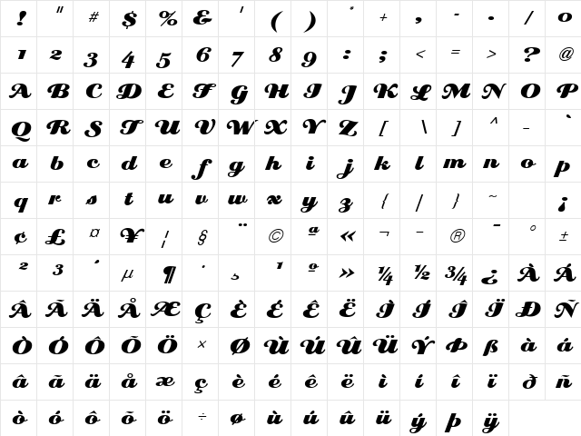EclatICGAlt Regular Character Map