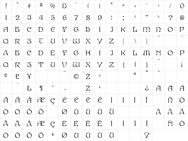 Edda Black Regular Character Map Edda Black Regular Character Map