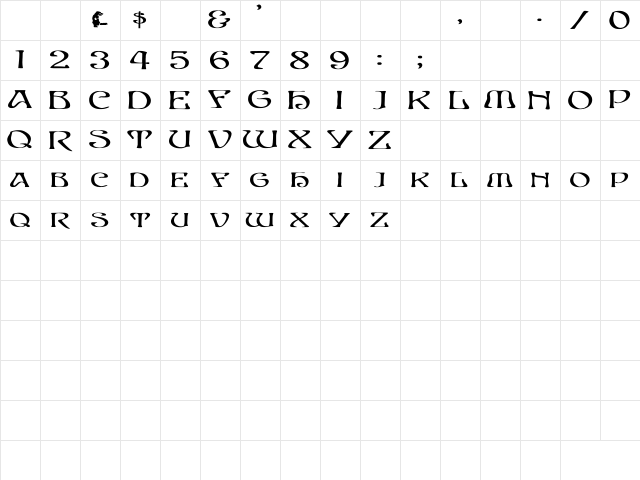 EddaCaps Wd Bold Bold Character Map