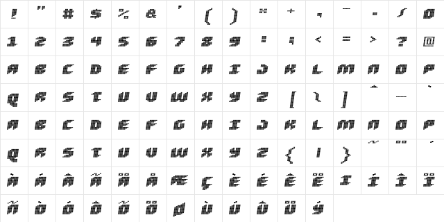 Loud noise Skew Regular Character Map
