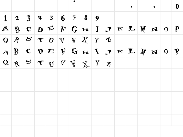NewUnicodeFont Regular Character Map