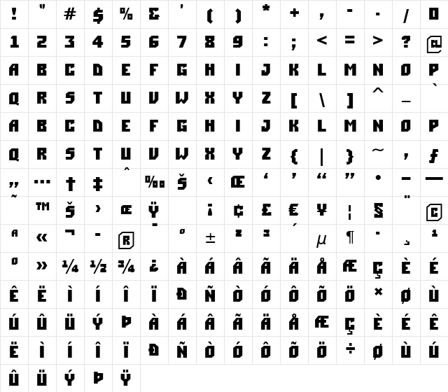 a_Simpler Bold Character Map