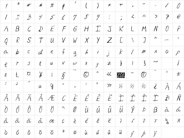 EdmondsHand Regular Character Map EdmondsHand Regular Character Map
