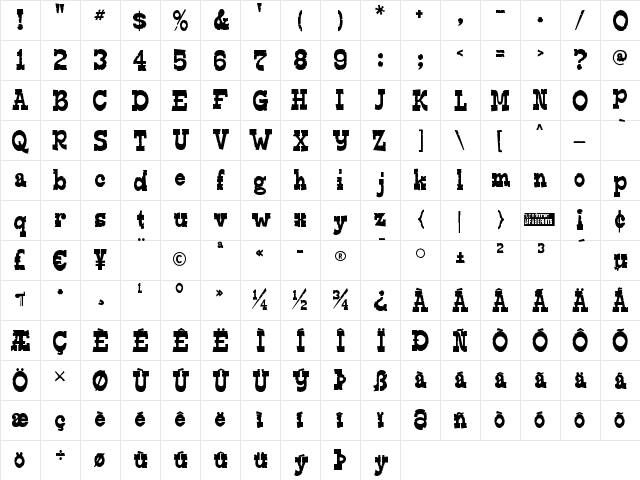 Edmunds Distressed Regular Character Map