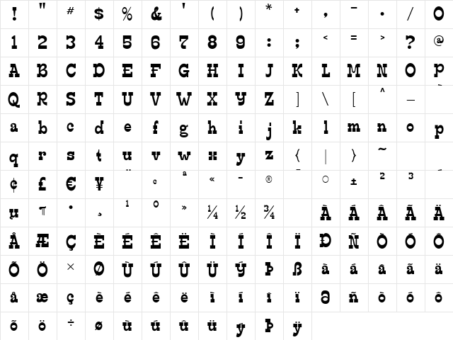 Edmunds Regular Character Map