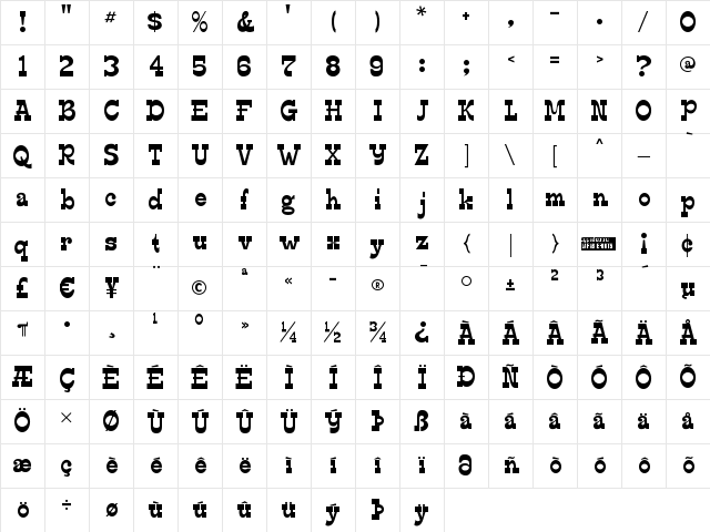 Edmunds Regular Character Map