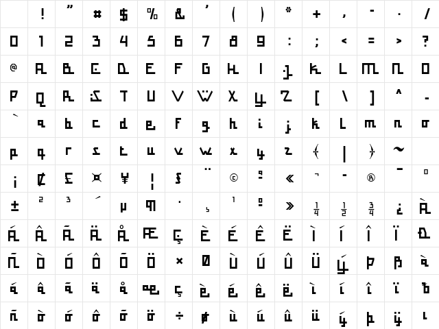 Al Kufic DEMO Regular Character Map
