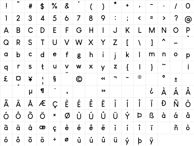 Louis George Cafe Bold Character Map
