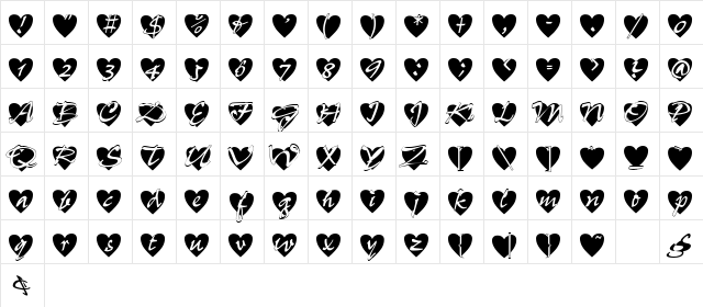 All-Hearts Normal Character Map All-Hearts Normal Character Map