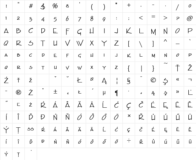 EnviroSCDEE Regular Character Map