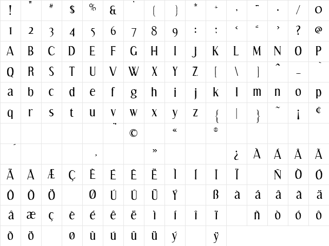 Effloresce Antique Regular Character Map Effloresce Antique Regular Character Map