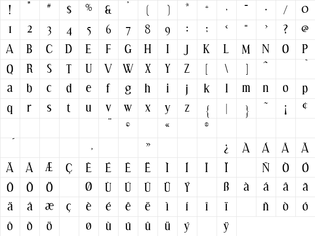 Effloresce Regular Character Map