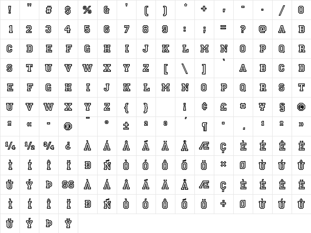 Allstar Regular Character Map