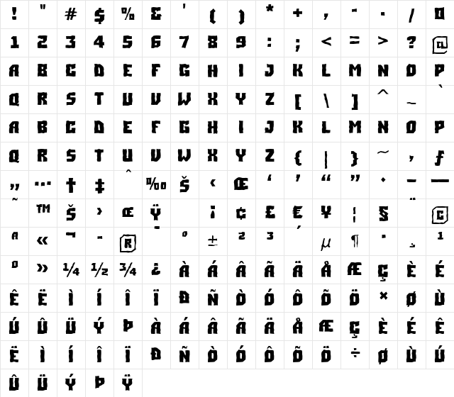 a_SimplerBrk Bold Character Map