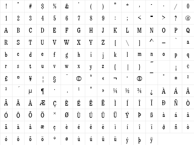 EgizioTCon Regular Character Map