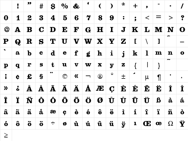 Egoist Bold Character Map Egoist Bold Character Map