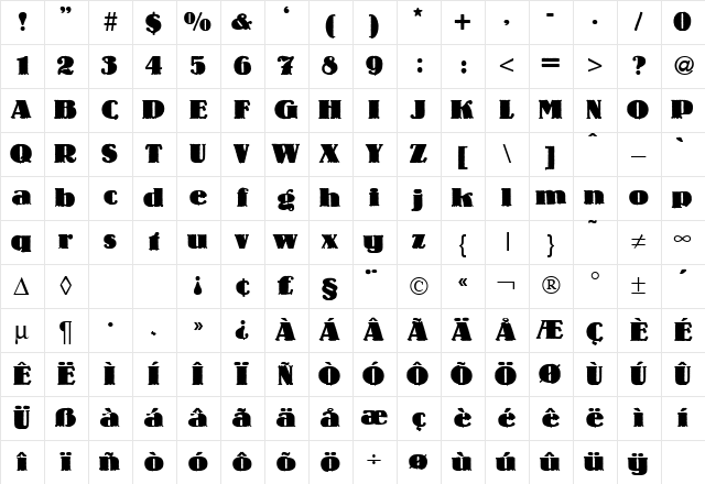 LouisHeavy Regular Character Map LouisHeavy Regular Character Map