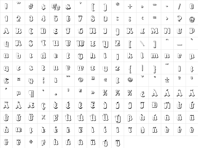 Louisianne Shadow Regular Character Map