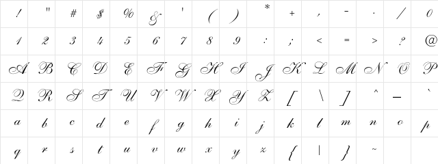 Allegro Regular Character Map
