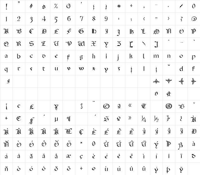 El-Cid Tooled Regular Character Map
